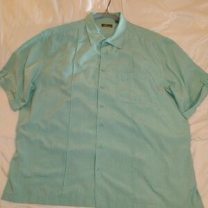 Men's Light Agua Short Sleeve Button Down Shirt